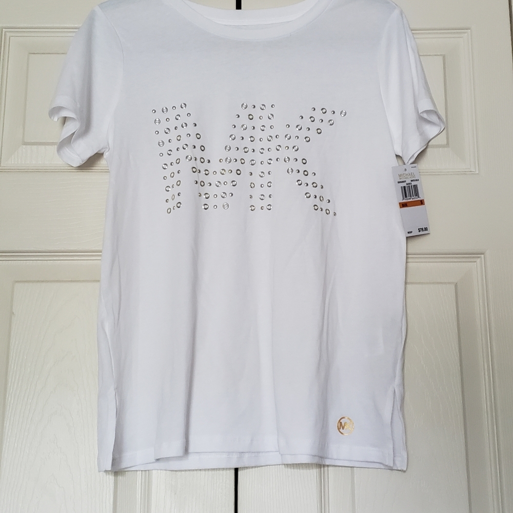 Michael kors white logo tshirt